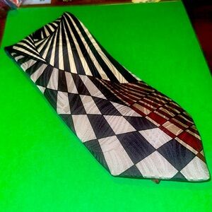 Valentino Pietro Geometrical Tie, 100%Silk. Like New. Black, Gray, Etc.